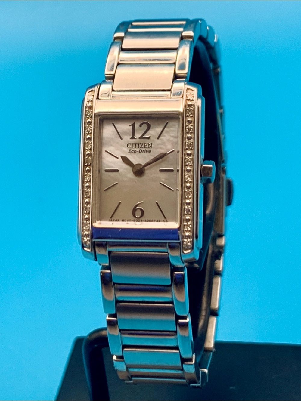CITIZEN ECO-DRIVE B023-S041996 Women’s Solar Tank Watch St Steel Diamonds Works